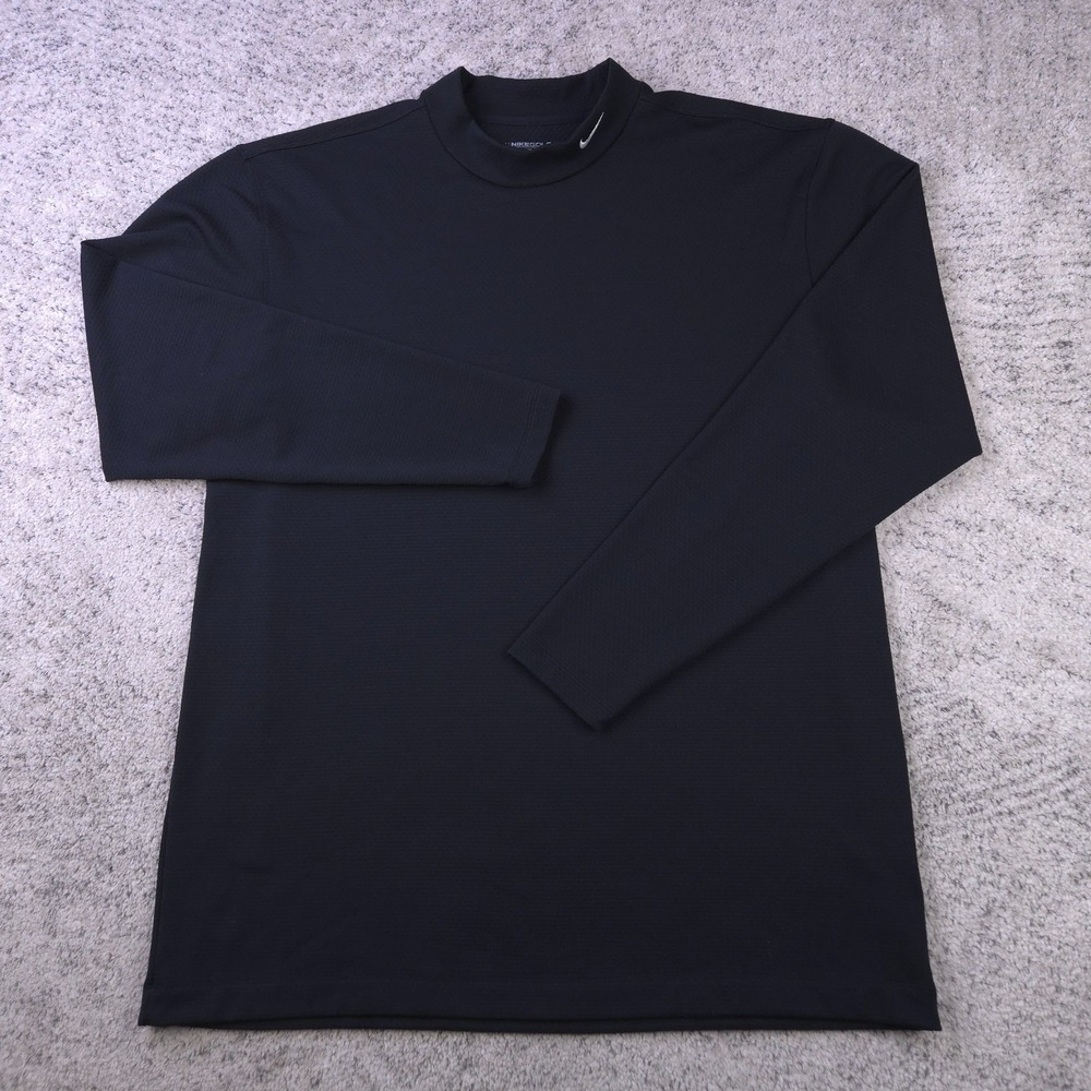 VTG Nike Golf Mock Neck Shirt Mens XXL Long Sleeve Collar Logo Dri Fit Black